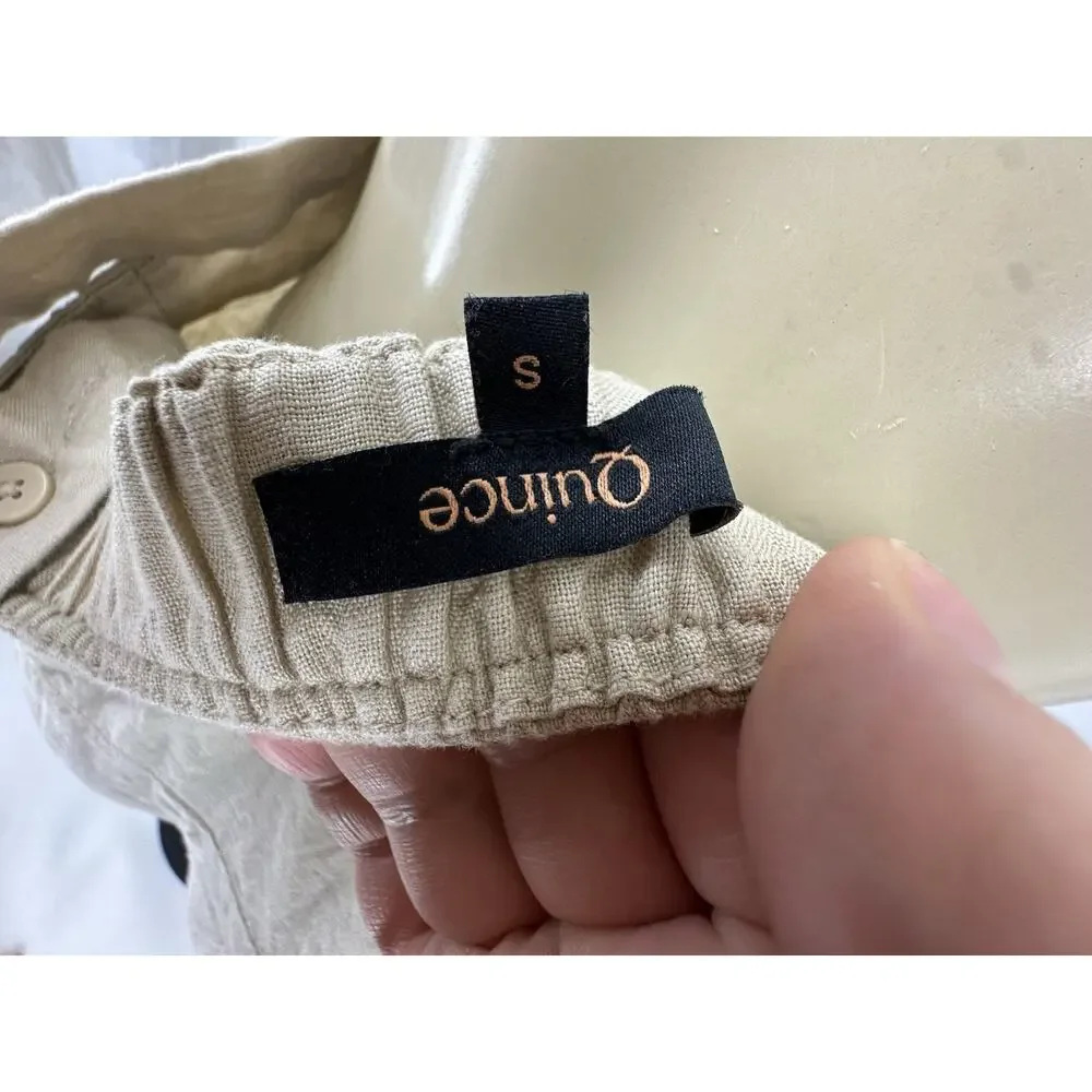 Quince Small Women 100% European Linen Square Neck Jumpsuit MISSING BELT D40v